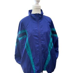 Vintage Blue & Teal Windbreaker Jacket